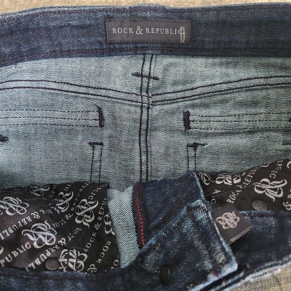 Rock & Republic Womens 8 Jean Mini Skirt Lighting Blue Washed Dark Denim Groupie - Picture 3 of 7